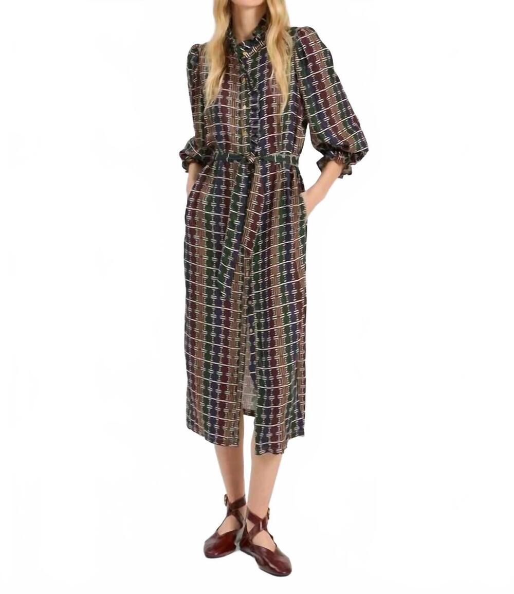 NEW VILAGALLO geo circle stripe midi dress in multicolor